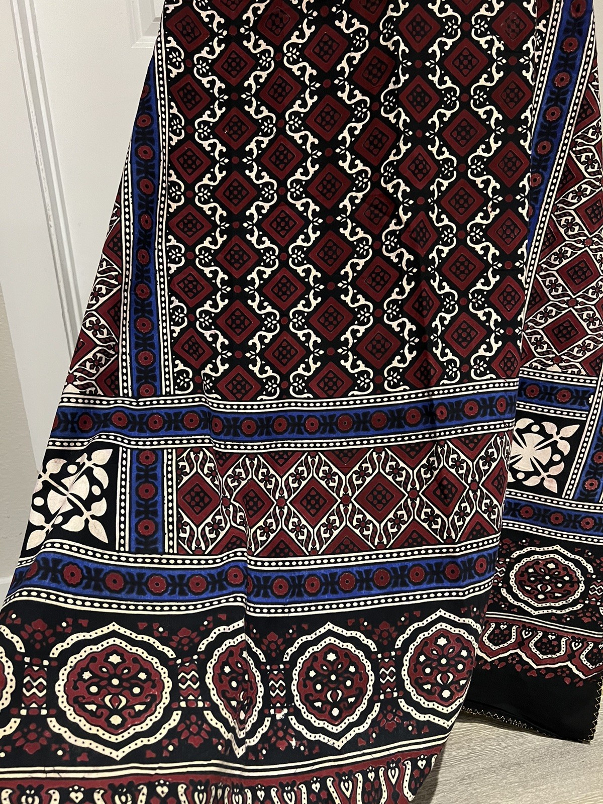 Authentic Sindhi Ajrak| Hand Block Printed Cotton | Pakistani Traditional Scarf