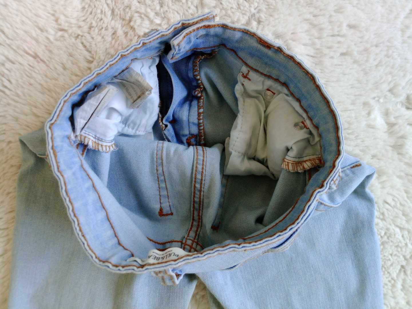 Pull&Bear Light Blue Wash Denim Skinny Jeans Tapered High Rise EU 34 UK Size 8