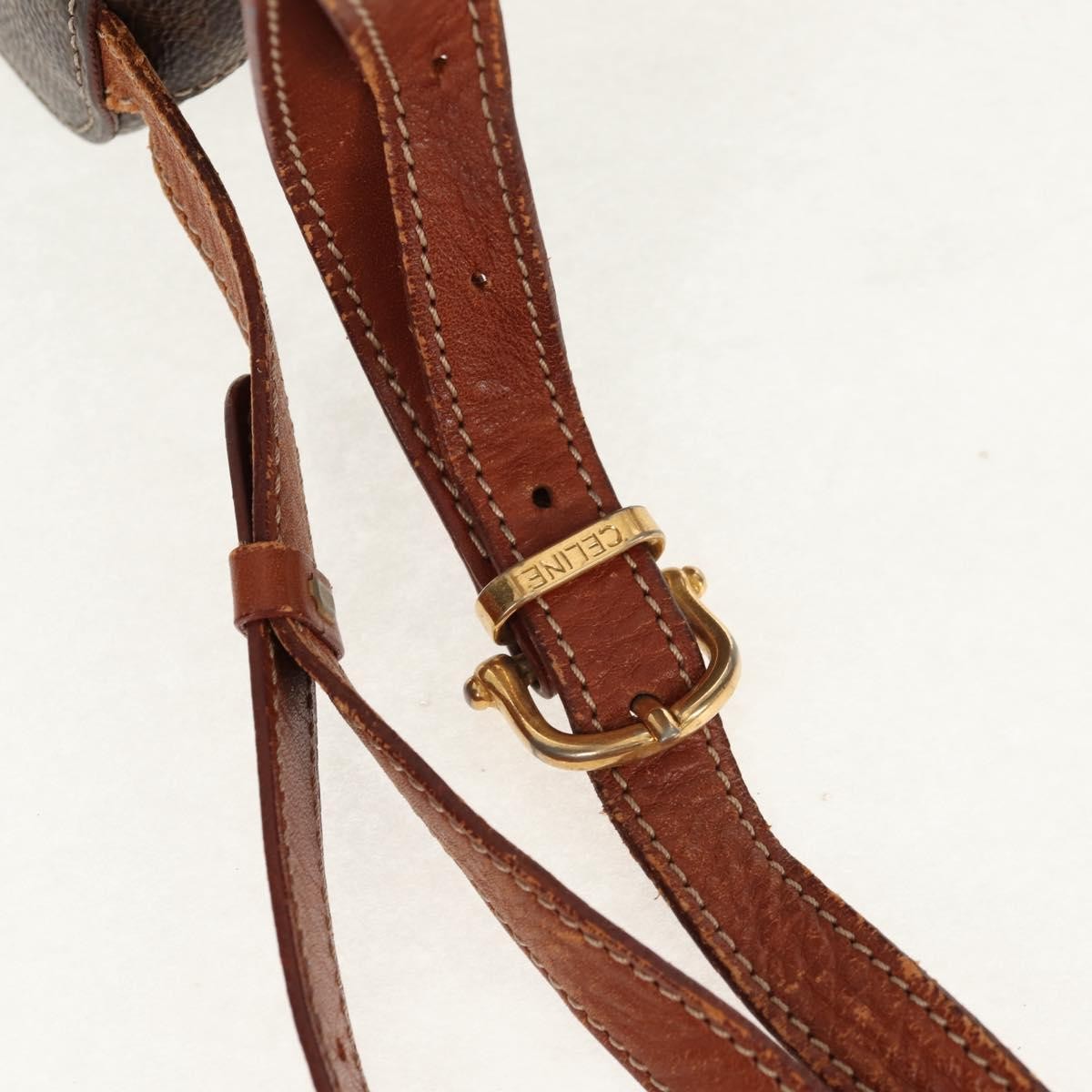 CELINE Macadam Canvas Backpack PVC Leather Brown Gold Auth 156449