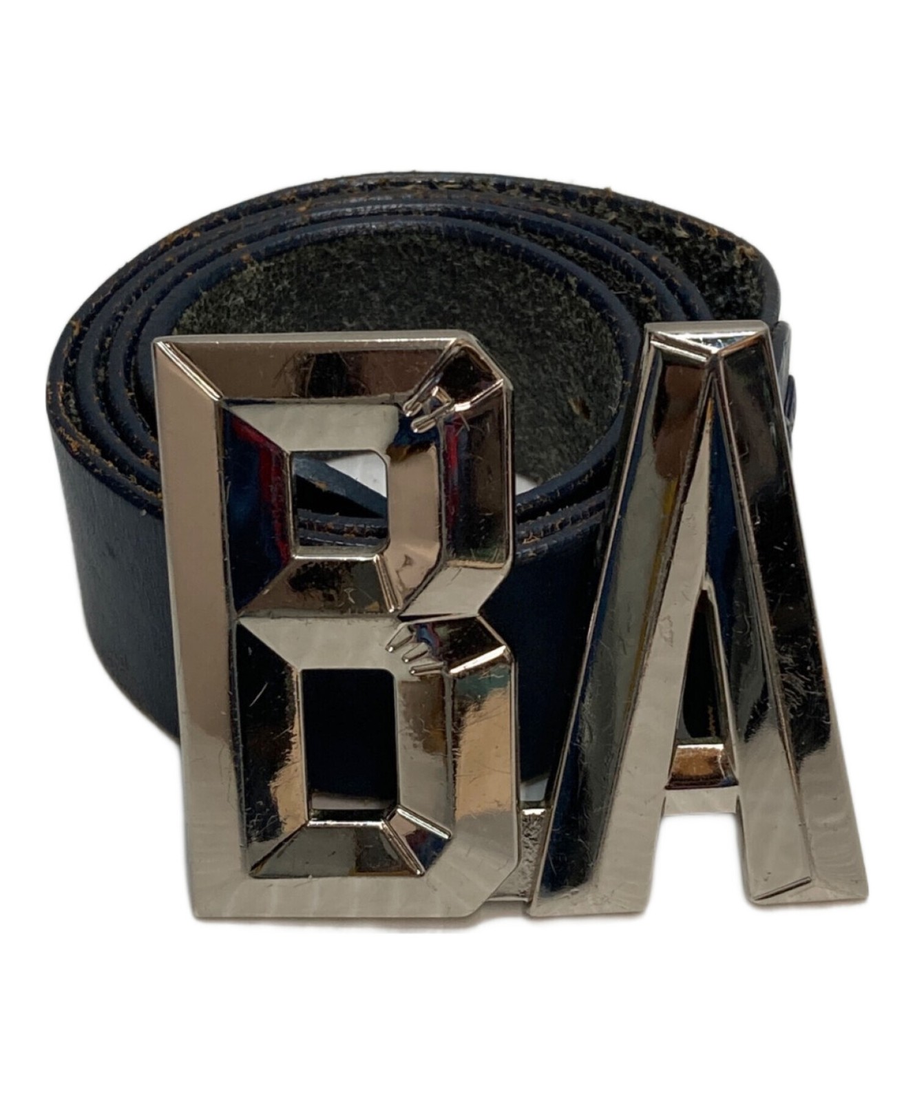 BATHING APE Leather Belt BAPE “BA” 3D Logo Metal Buckle Vintage Rare