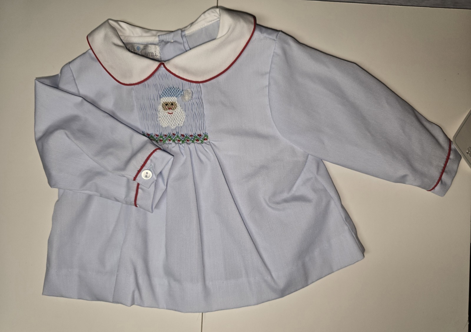 NWT Petit Ami Smocked Lt Blue Dress 3 Month Santa. Precious!