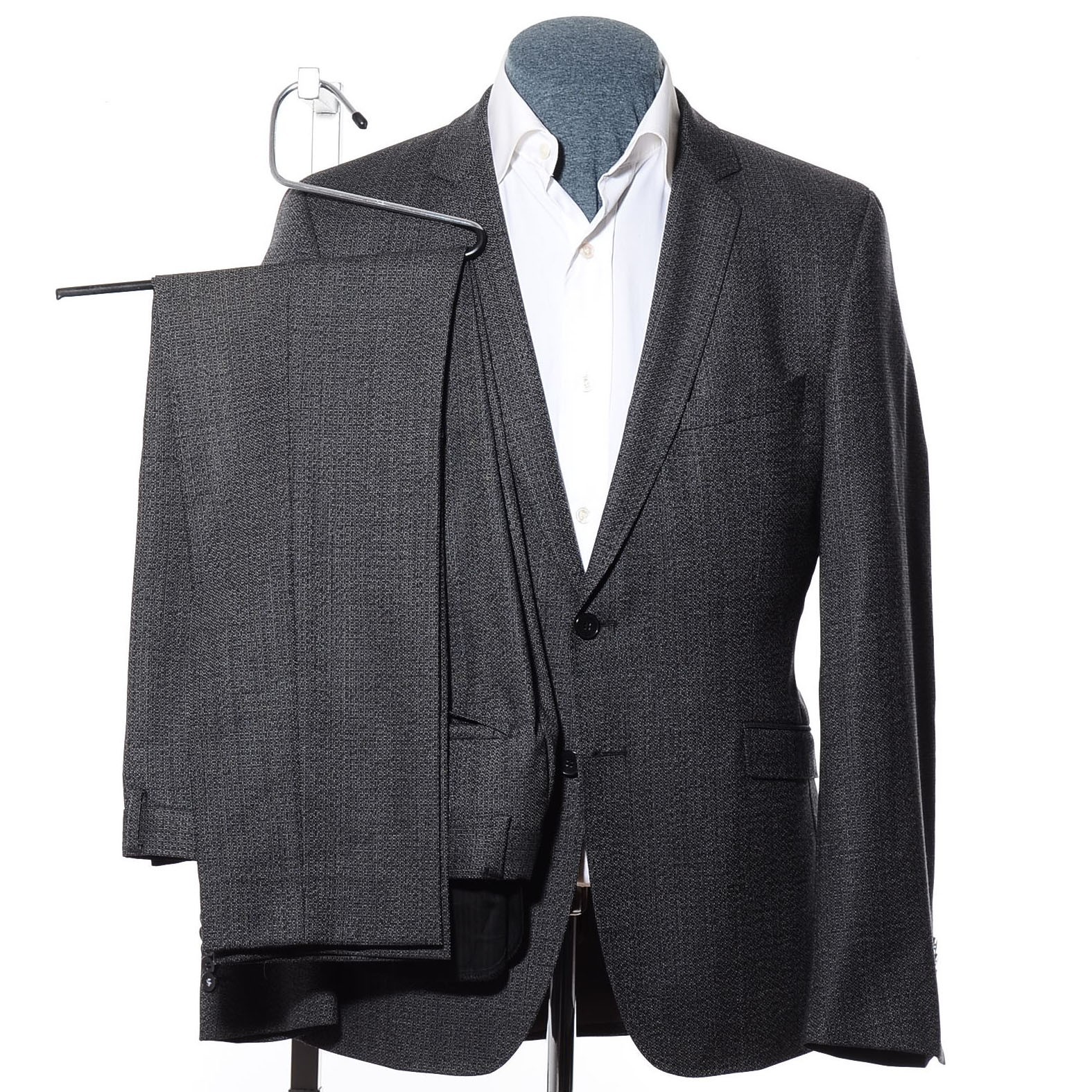 38 Strellson Gray Speckled Marzotto Italian Wool 2-Piece Suit 30×28 Trousers S
