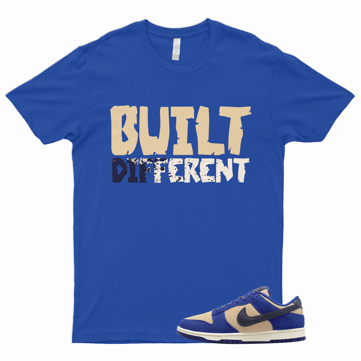 BUILT T Shirt to Match Dunk Low Blue Suede Tan Cream Midnight Navy Royal 1 Bagel