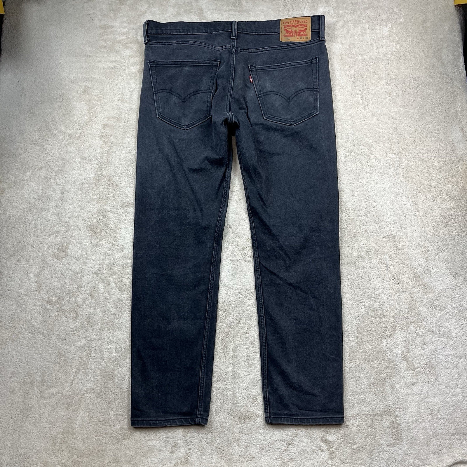 Levi’s 502 Jeans Mens 36×32 (fit 36×31) Black Denim Straight Leg Relaxed Fit