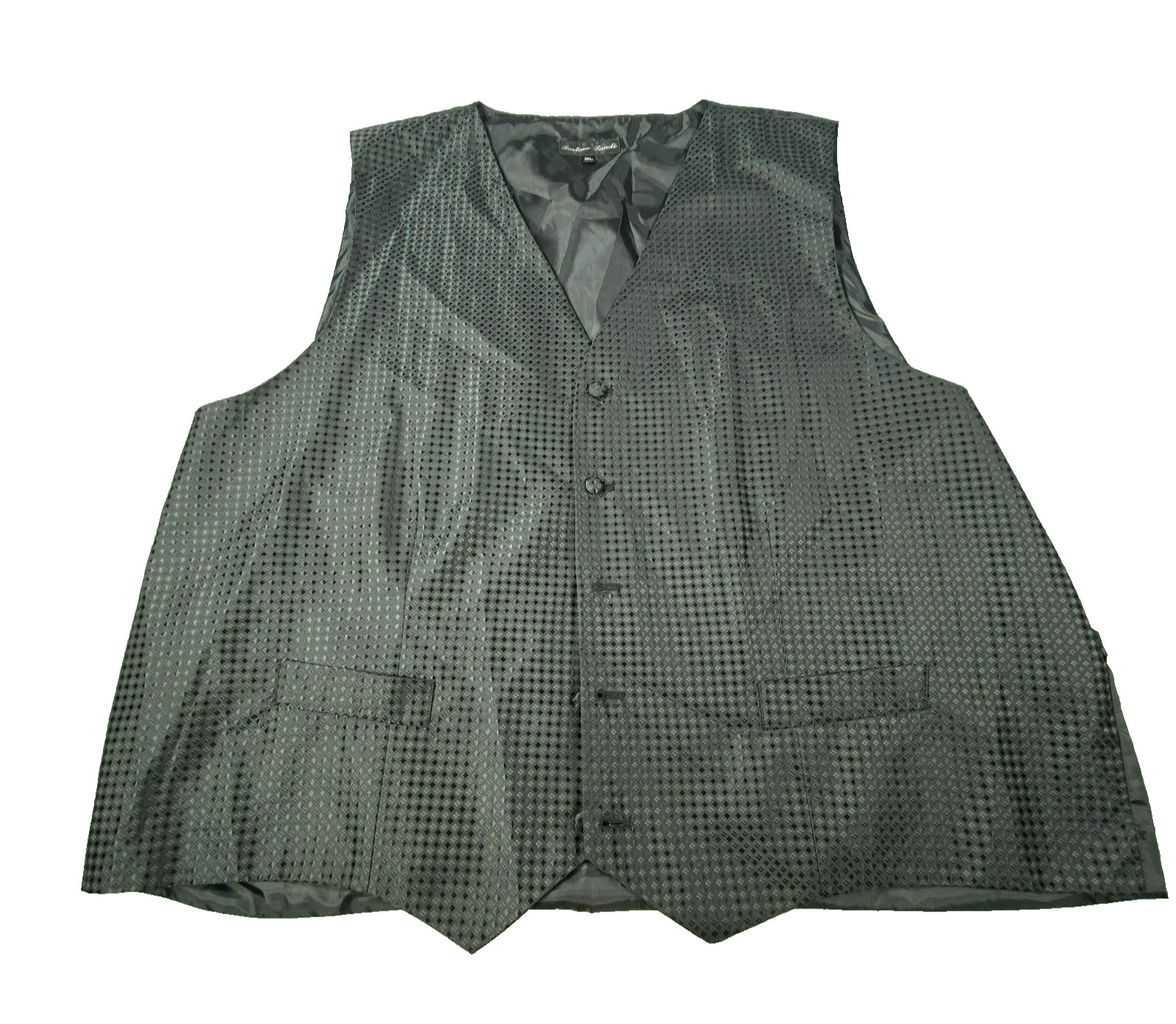 Fortino Landi Vest Mens 3XL Black Formal Dress Waistcoat Prom Wedding Waistcoat