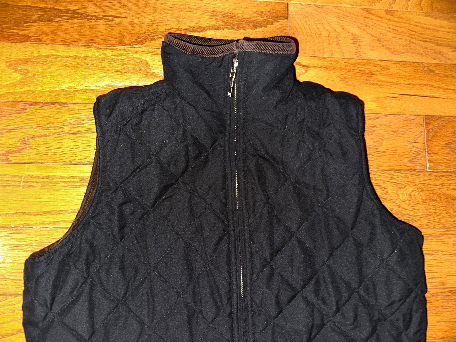 Ralph Lauren Reversible Quilted Vest Women Sz M Brown/Black Full Zip