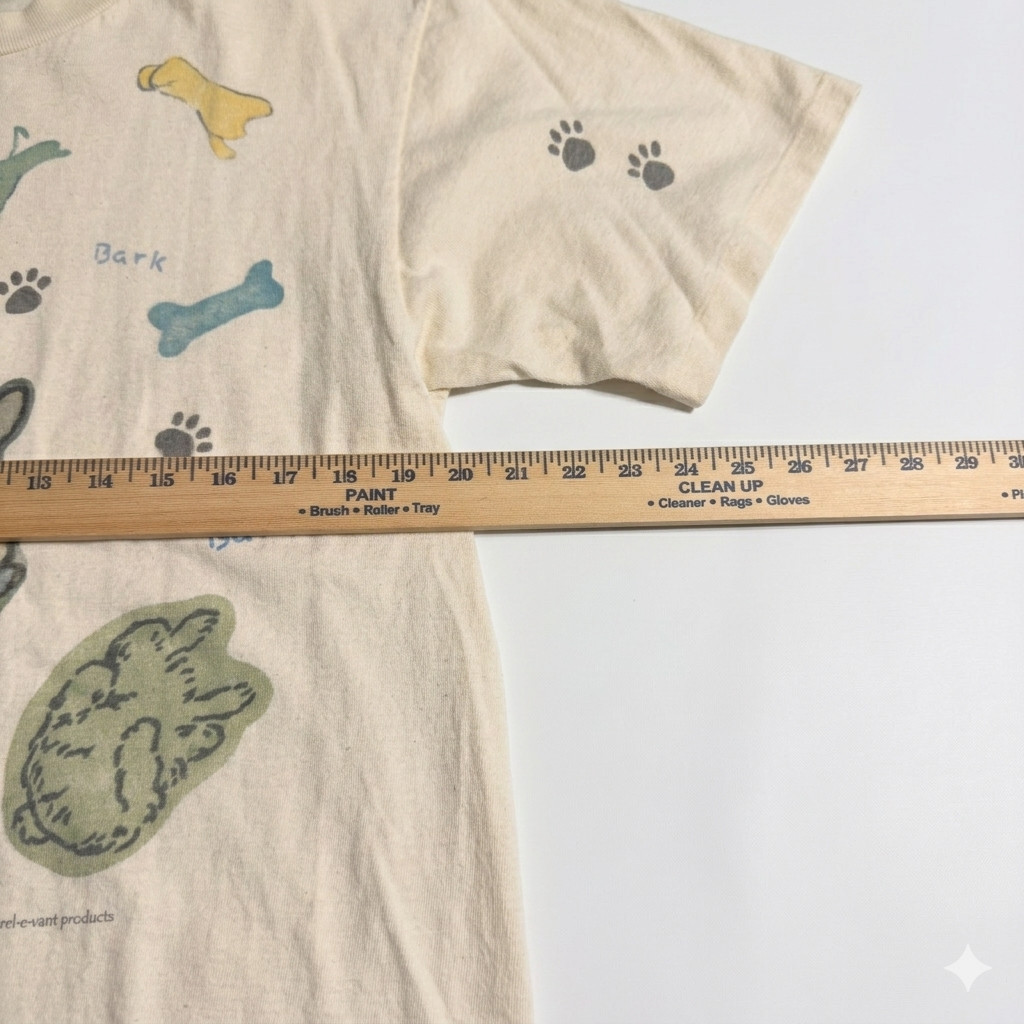 Vintage 1997 Relevant Products All Over Print Dog Bow Wow T-Shirt Large