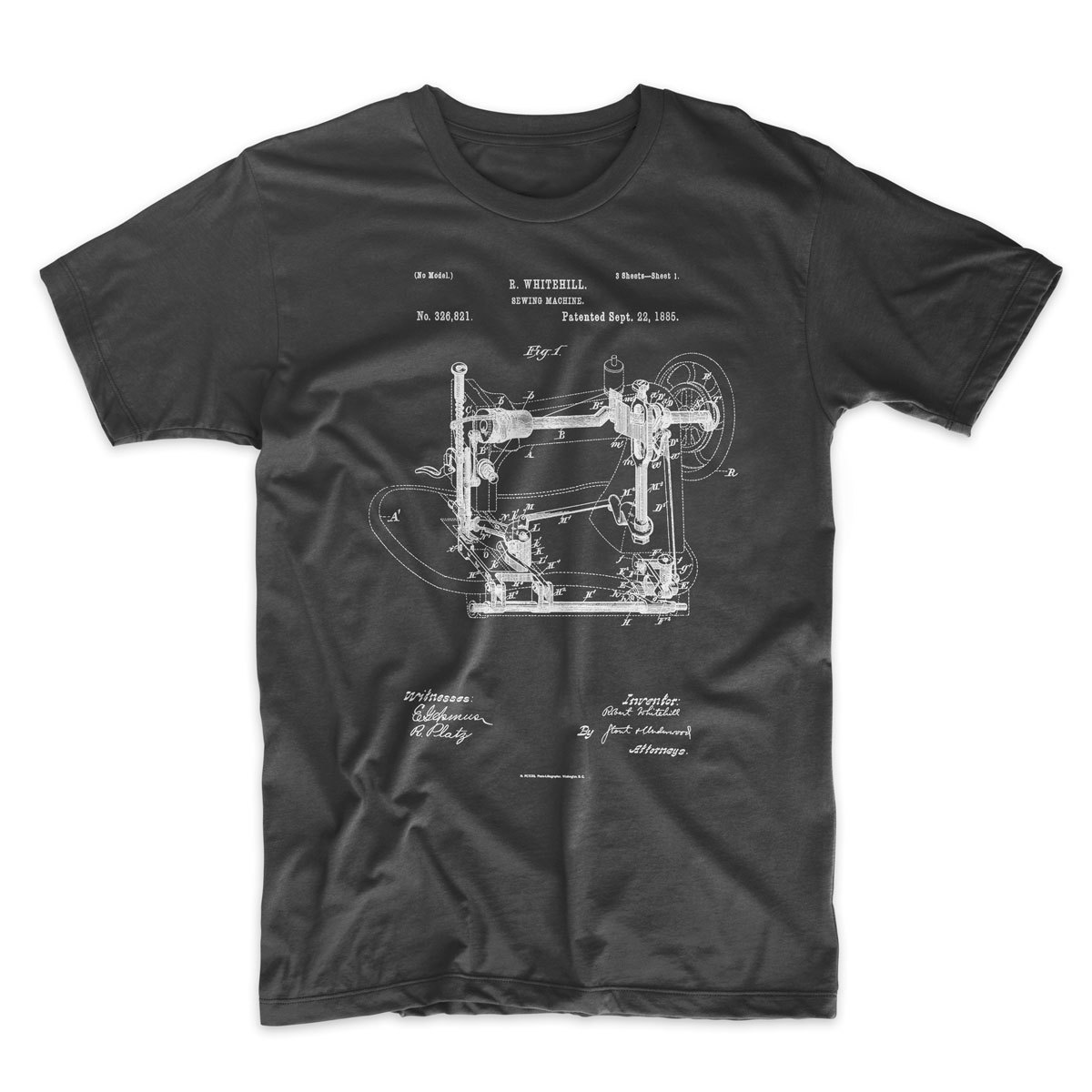 Sewing Machine Patent T-Shirt, Sewing Shirt Patent Art 100% Soft Cotton Comfy