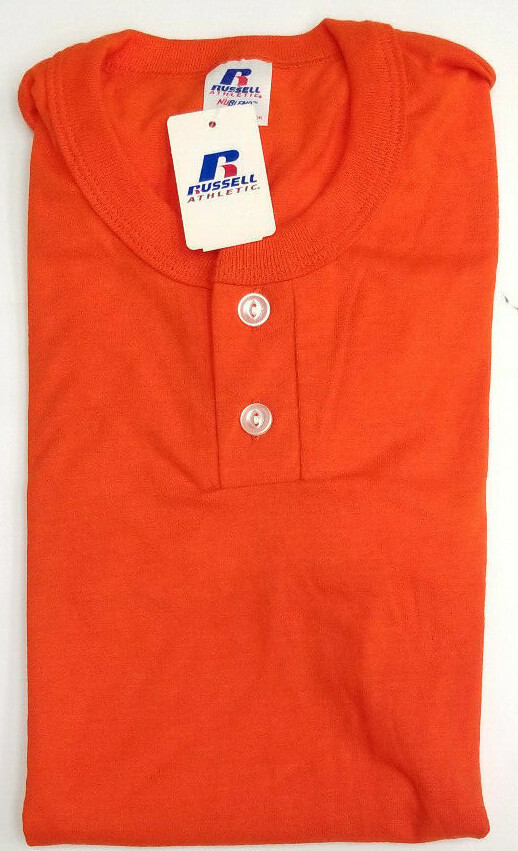 NEW Vintage Russell Athletic Blank 2 Button Henley T-shirt Mens El Salvador