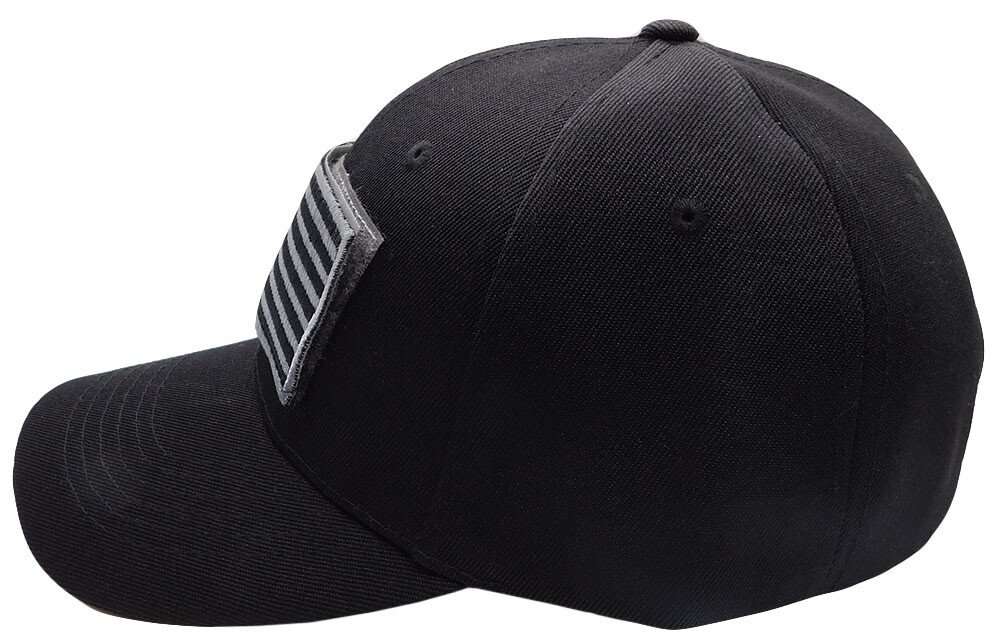 USA Light Grey / Black Flag Detachable Patch “USA” Black Embroidered Hat Cap