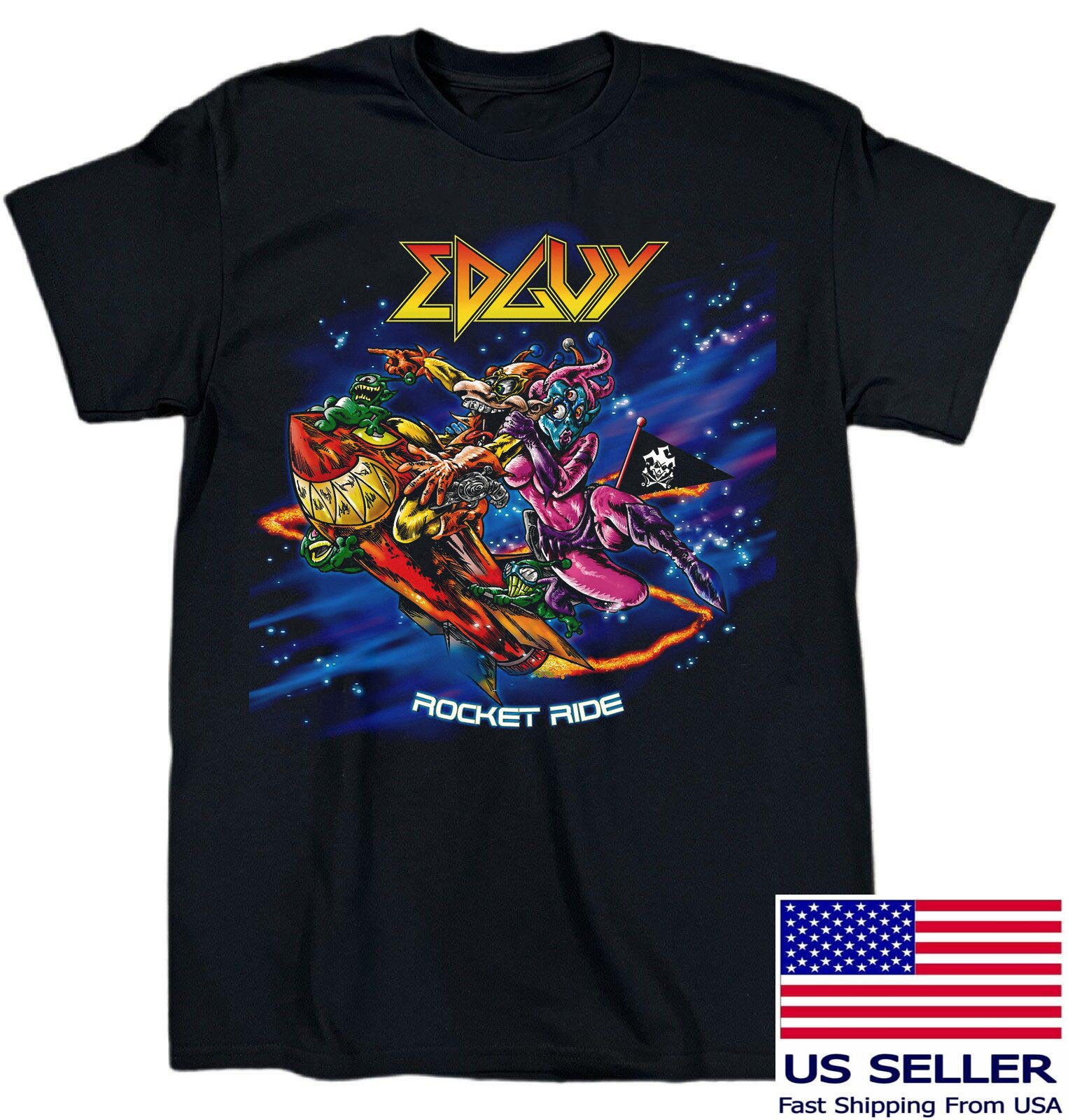 NEW Edguy – Rocket Ride Heavy Cotton Black S-5XL T Shirt AG44