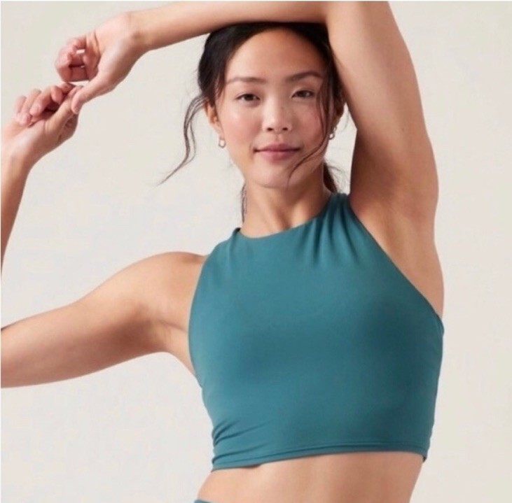 NWT Athleta Conscious Crop D-DD Top In Powervita Teal Green Sz M #531221 NEW