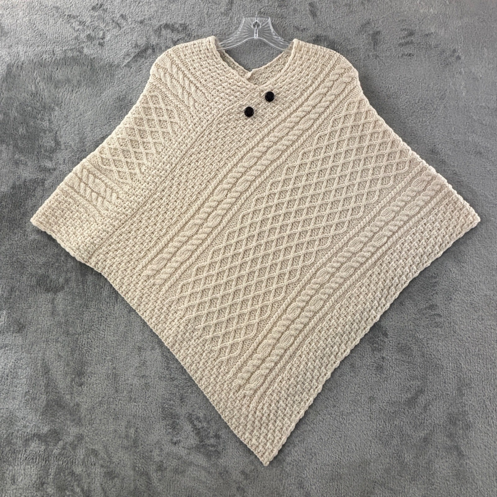 Barnes Clan Aran Poncho Cream Merino Wool Ireland One Size Aran Sweater Market