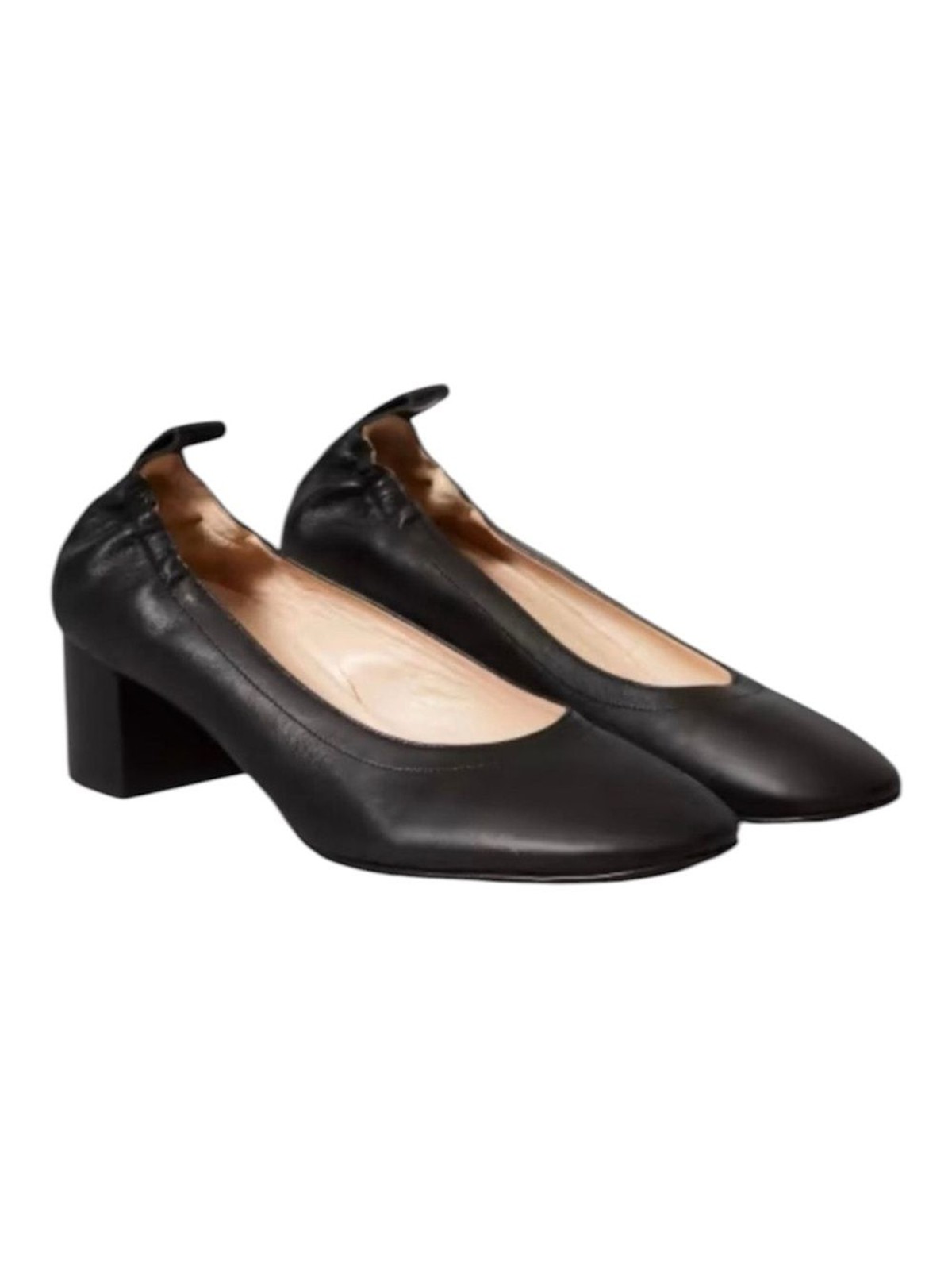 Everlane The Day Heel Black Leather 7.5 Block Heel Work Office Minimalist
