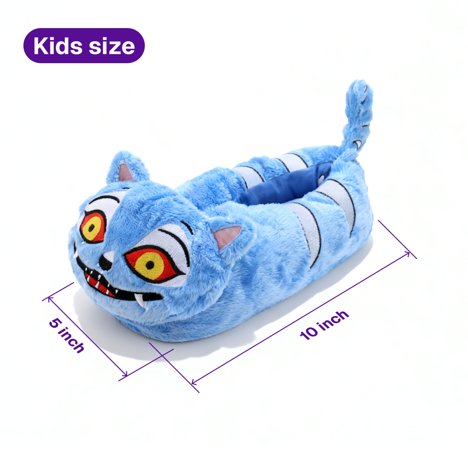 Derpy Blue Tiger Minhwa Plush Slippers (Youth and Adult Sizes)