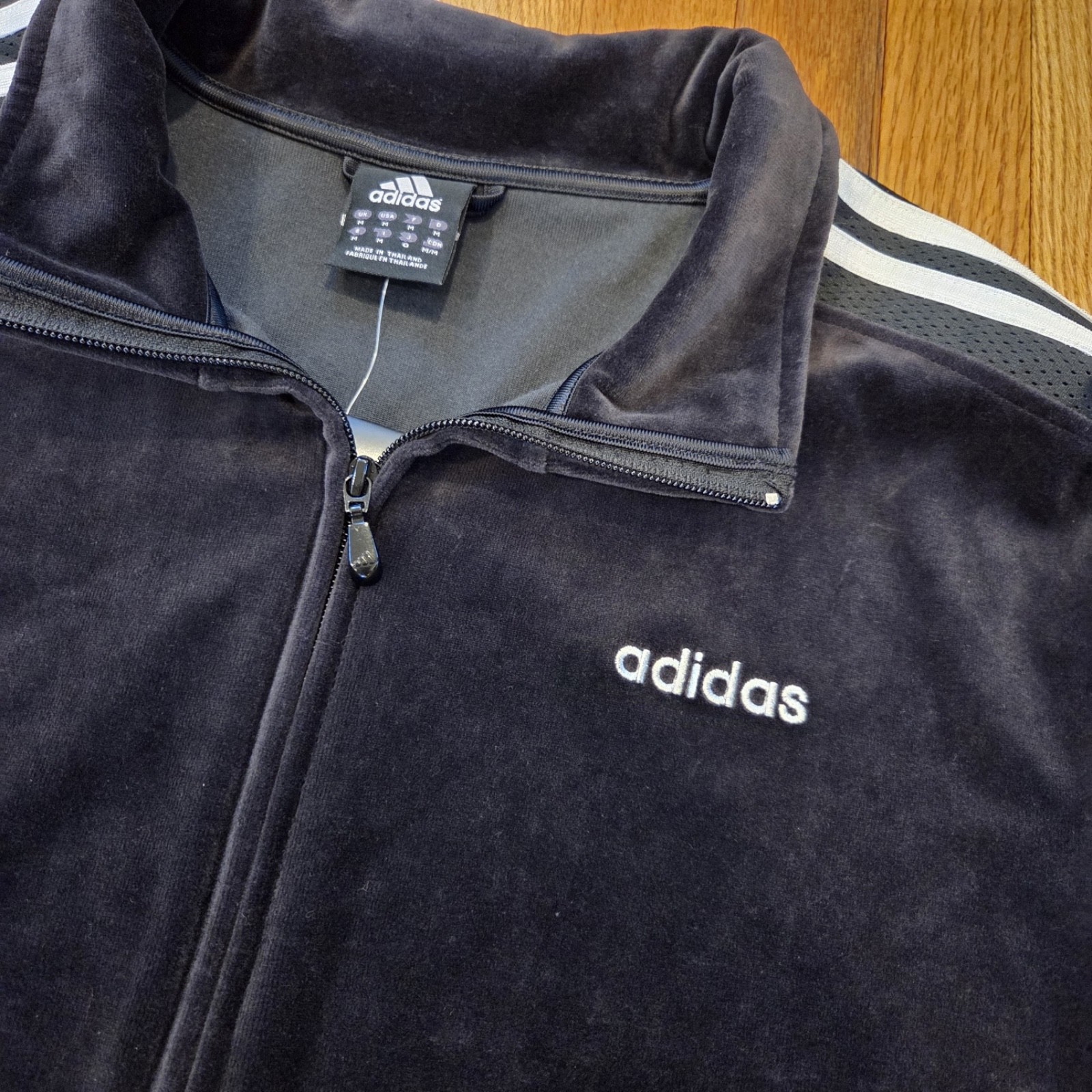 Vintage Men Adidas Black & White Velour Sweatsuit Tracksuit Velvelt NWT S M L