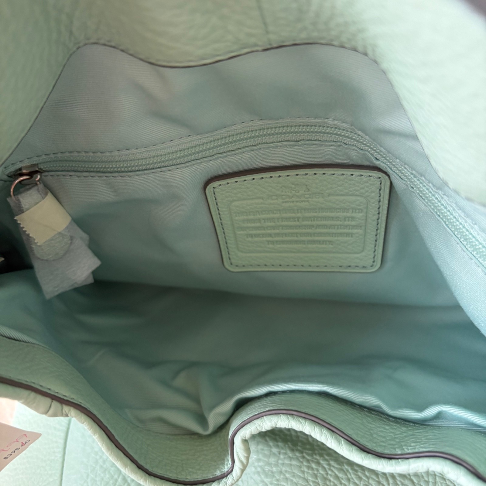 NWT $395 Coach Madison Phoebe Pebbled Leather Shoulder Bag Mint Green Silver