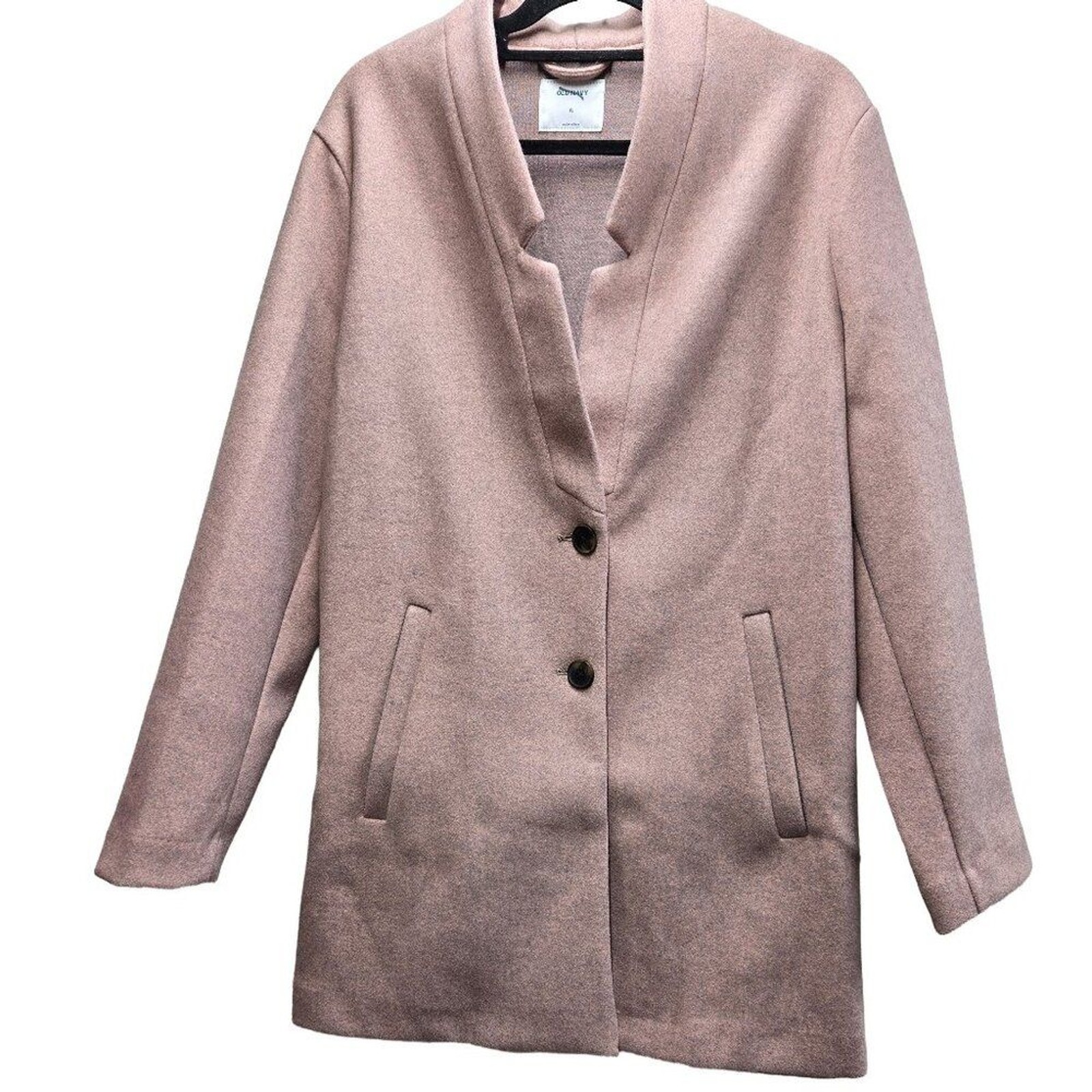 Old Navy Pink Marl Pea Coat NWOT Polyester/Rayon Pockets Poly XL Machine Wash