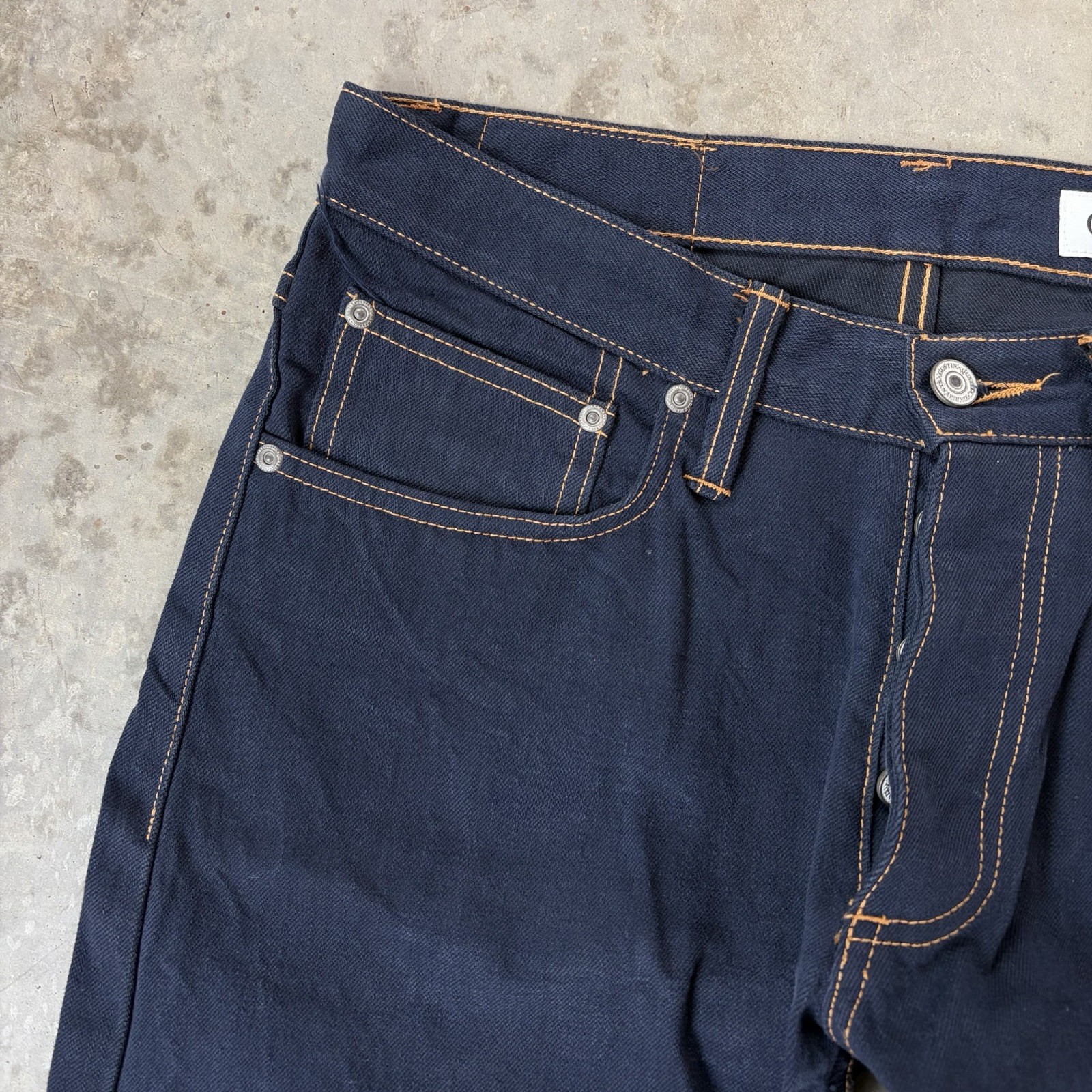 Gustin California Straight Raw Selvedge Jeans Denim Blue Button Fly Men’s 32×34