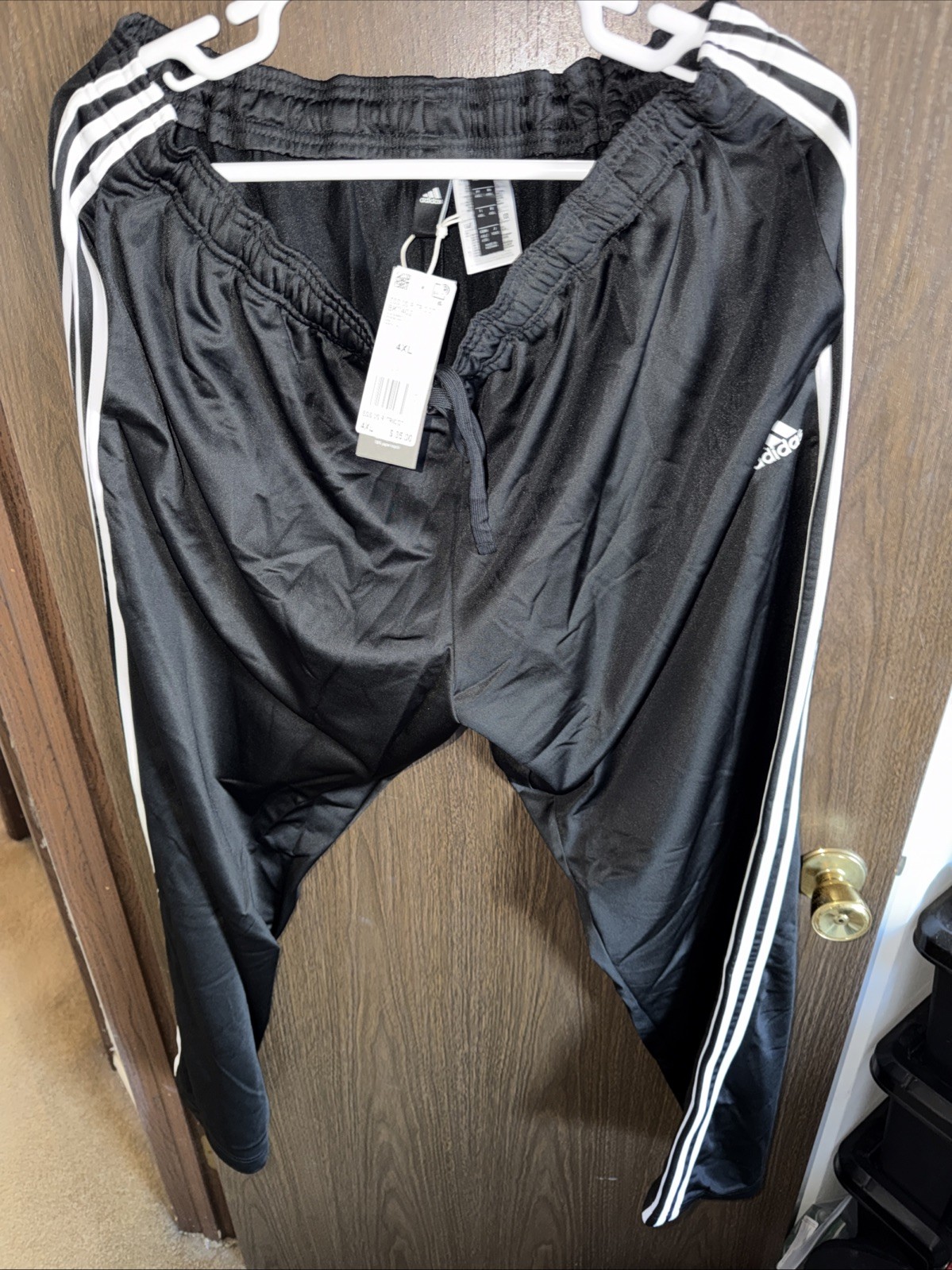 Adidas Athletic Pants Size 4XL Tricot Black White Stripe BK7402 New