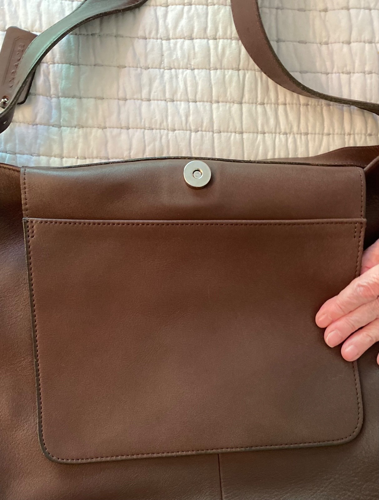 Vintage Never Used Coach Brown Leather Slim Legacy Shoulder Bag with Dust Bag