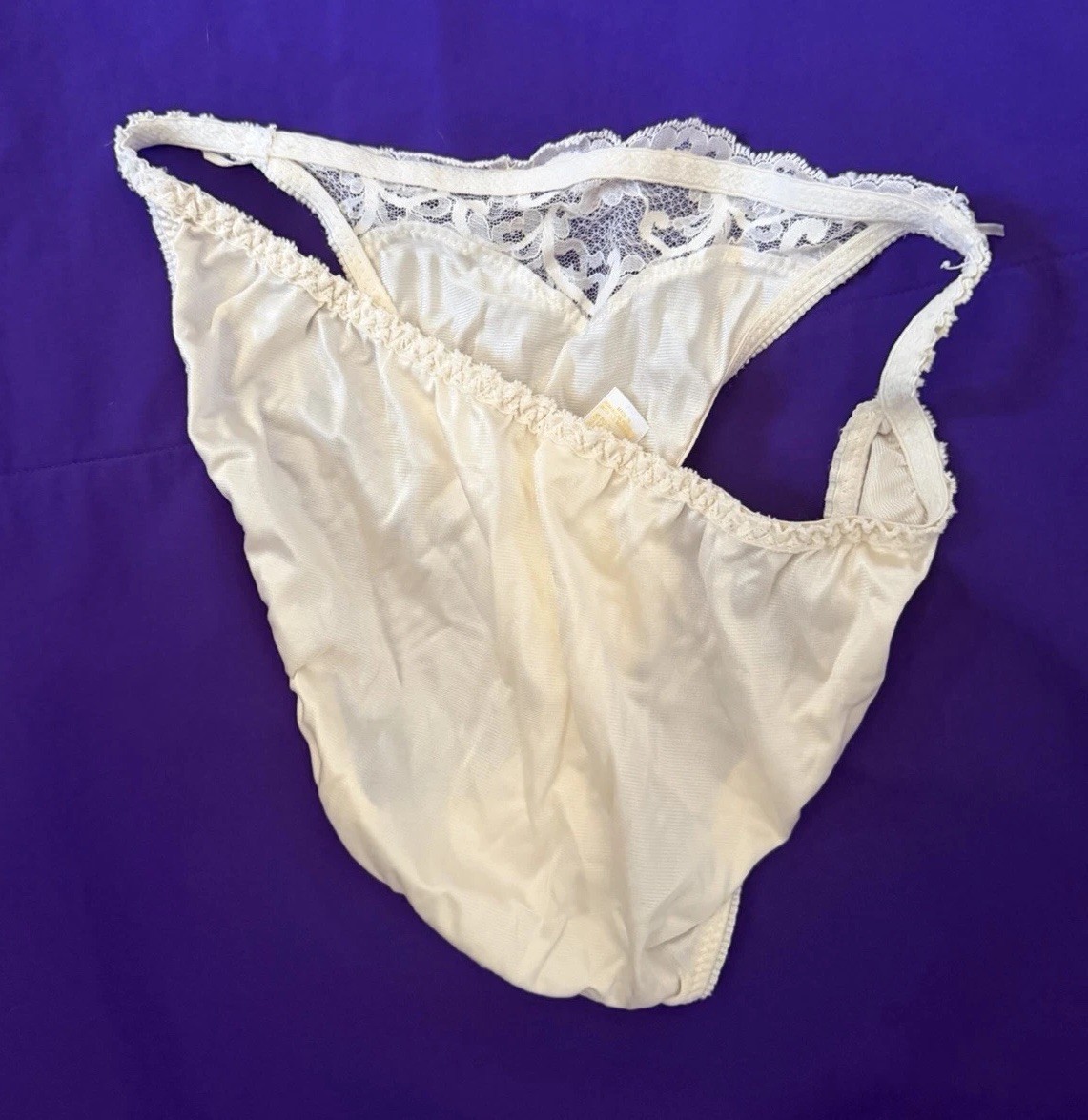 Victoria’s Secret Bikini Panties Large White Solid Lace Trim Polyamide Hand Wash