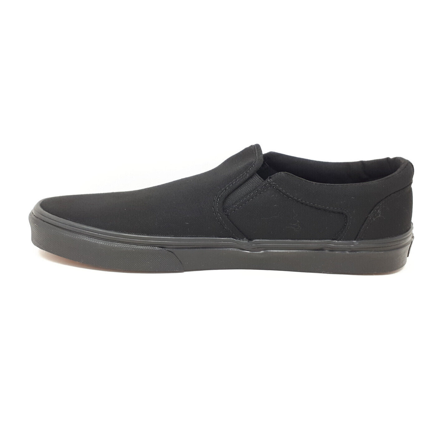 Vans Asher Slip On Low Classic All Black Canvas Skate Shoe Sneaker Mens Size NEW