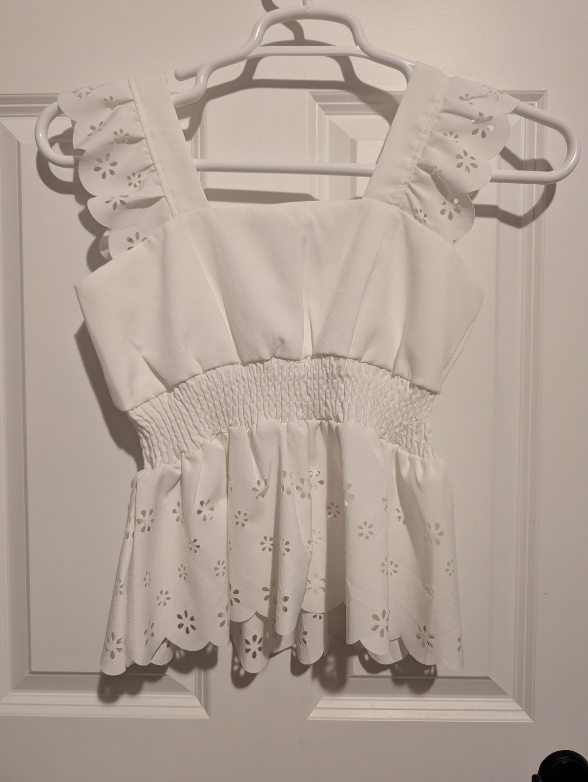 NWOT Phuc Le Suit Playboy Baby Top White Eyelet XS/S Y2k Stretch Waist Vacation