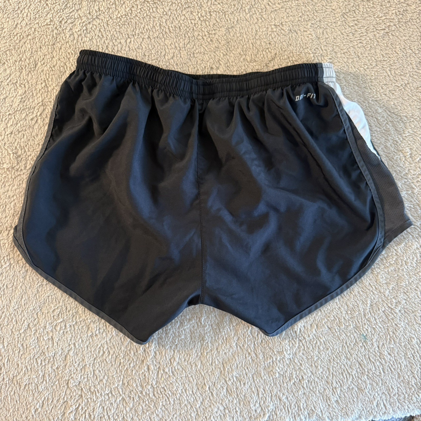 Nike Dri-FIT Lined Running Track Shorts Womens Size Medium Black Grey White