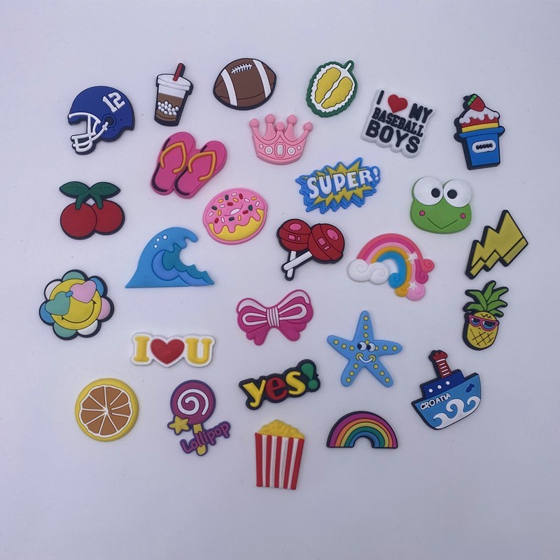 90 Pcs Mixed Pvc Shoe Charms Lot Different Charms Fit For Croc Clog Sandals USA