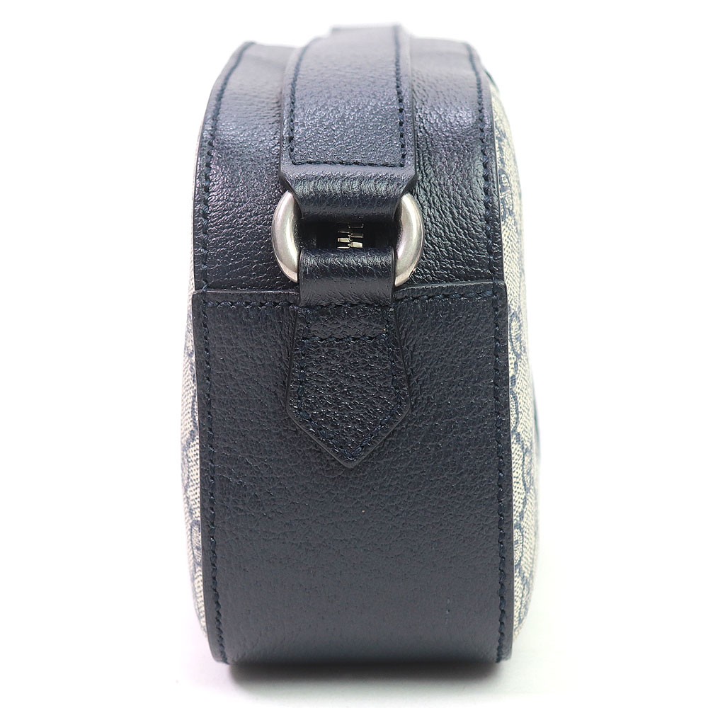 GUCCI Ophidia GG Small Shoulder Bag GG Supreme Canvas Navy Leather