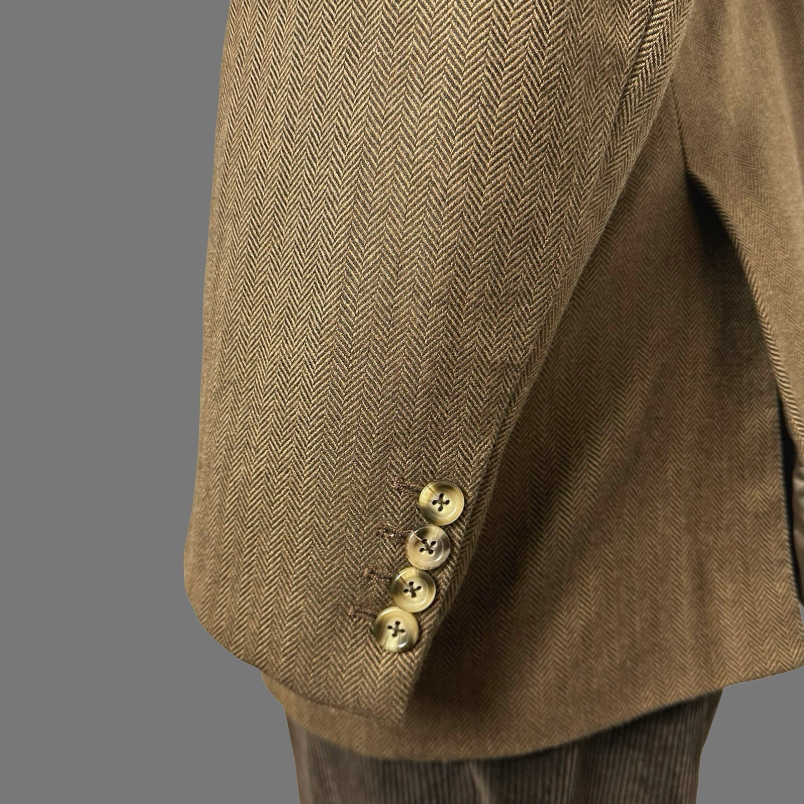 Bespoke Tweed Sport Coat 42R Brown Herringbone Ash Tailor Wool Jacket Tailored