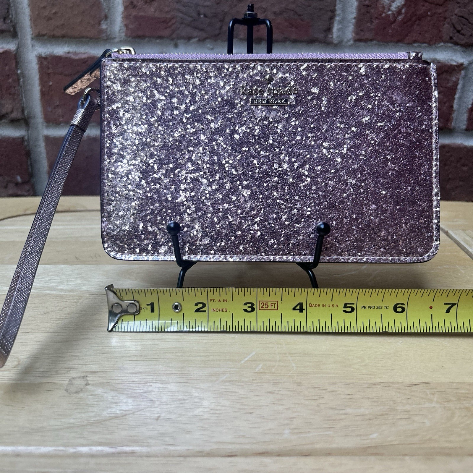 Kate Spade New York Glitter Wristlet – Pink / Rose Gold Sparkle