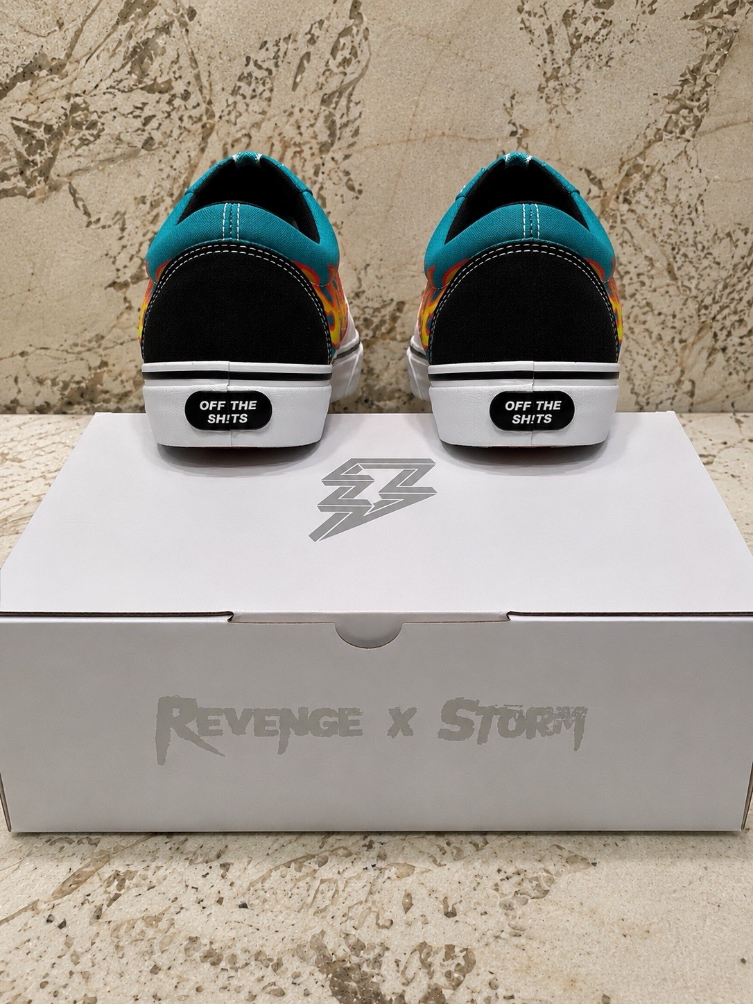 Revenge x Storm Teal Flames Size 6M/7.5W Brand New Authentic Next Day Ship
