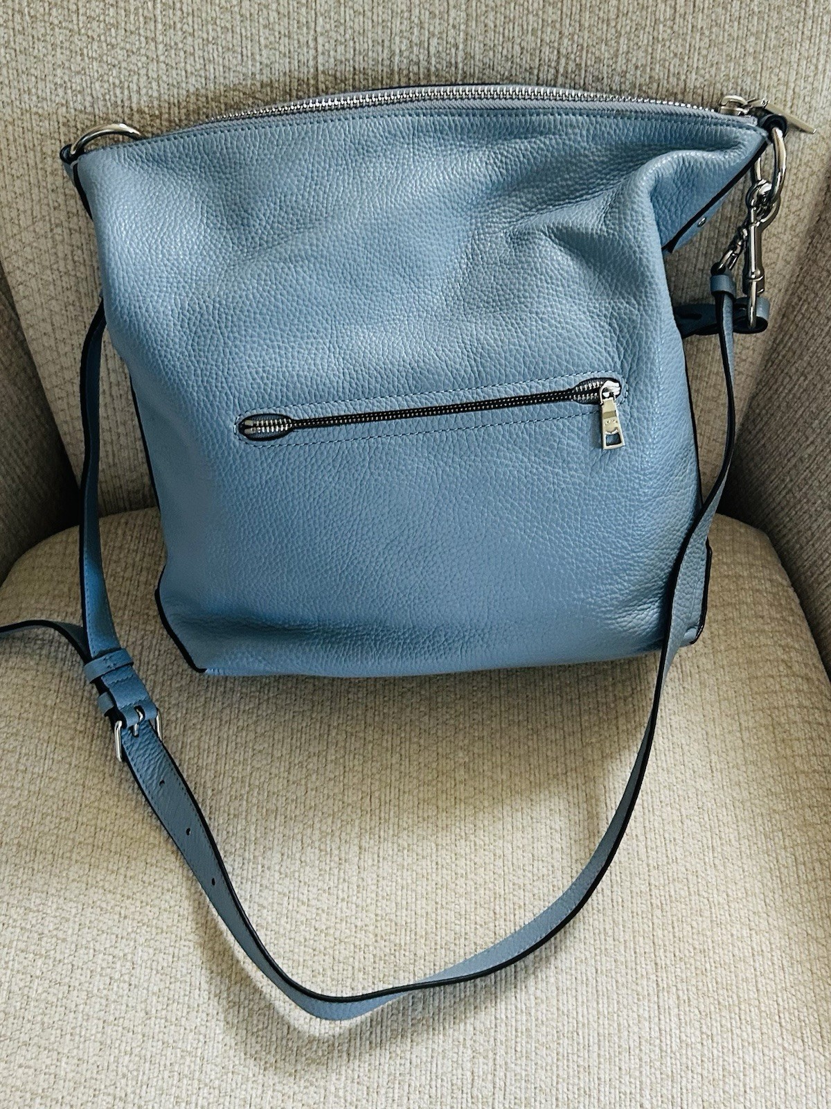 Coach F31507 Abby Duffle Slate Blue Pebbled Leather Crossbody Shoulder Bag SHW