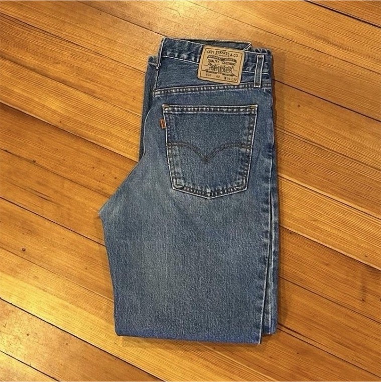 Orange Tab Levi’s Men’s Blue Medium Wash Straight Leg Denim Jeans 34×32