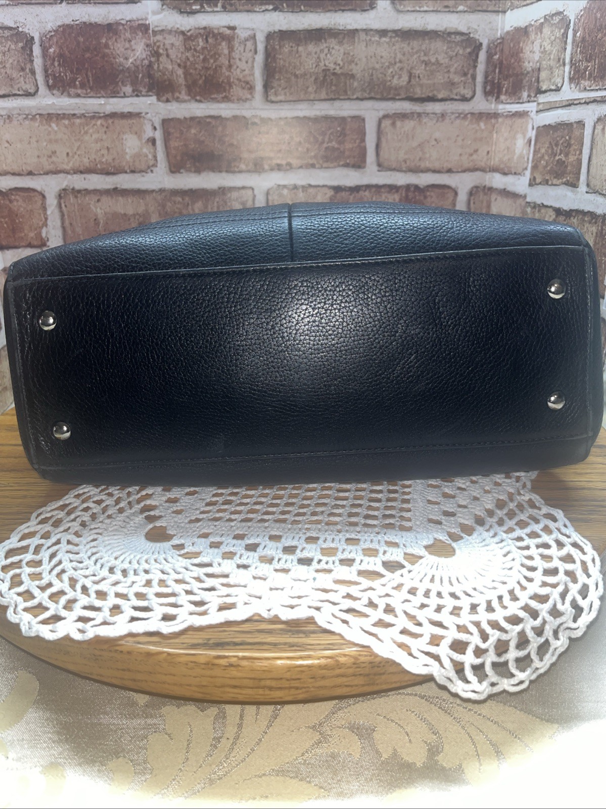 Coach Penelope Black Pebbled Shoulder Bag Turn Lock /Zipper Silver Hardware