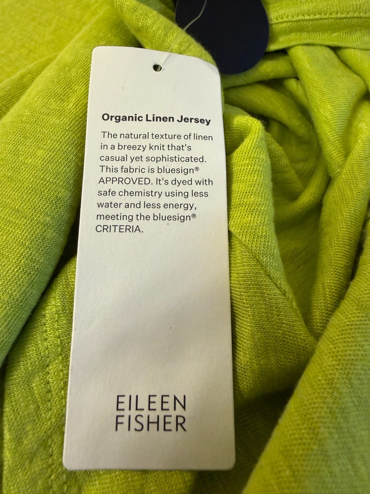 NWT $118 Eileen Fisher Chartreuse Organic Linen Jersey Crew Neck Tee L XL