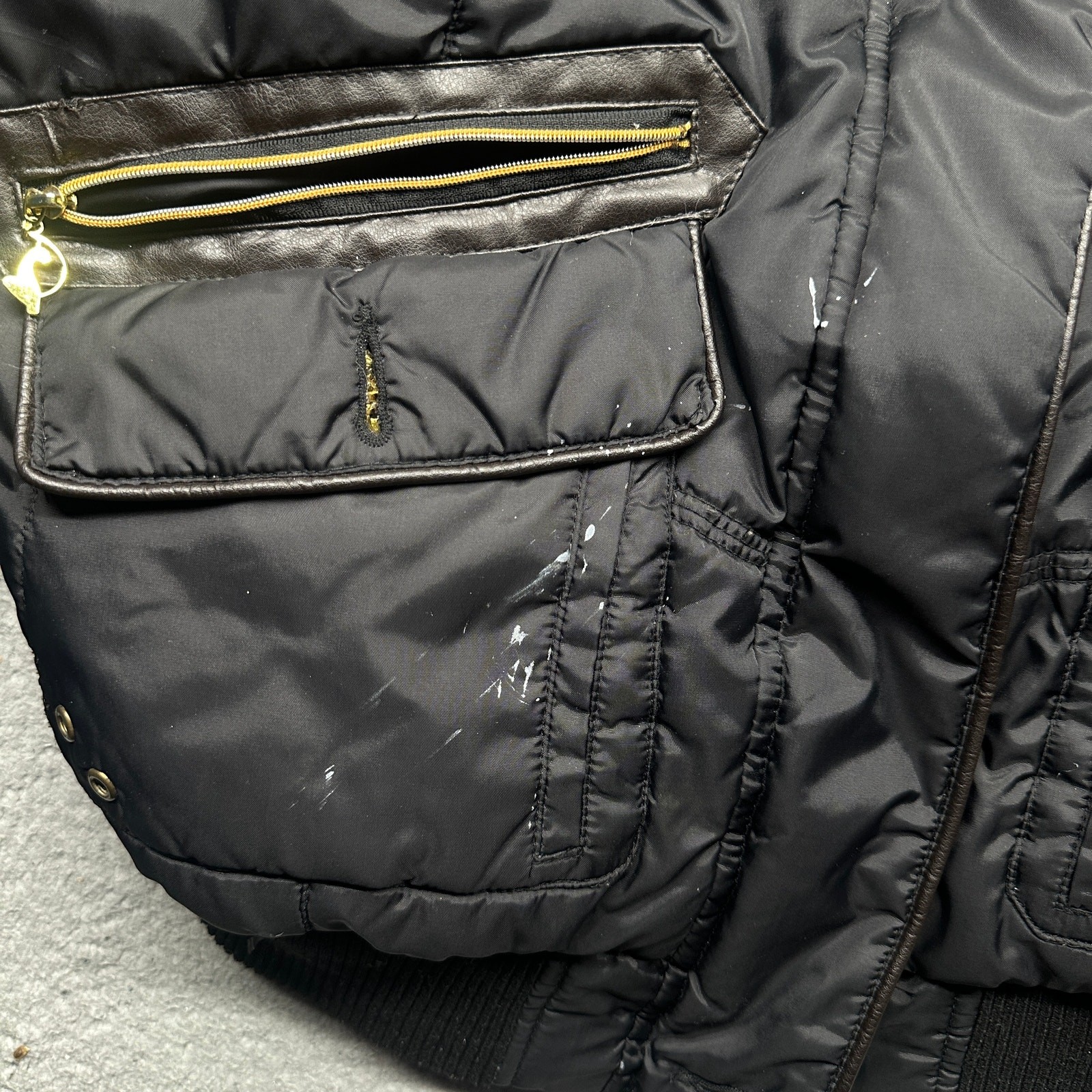 Vintage Baby Phat Puffer Bomber Jacket Women 3X Plus Faux Fur Trim Hooded Black