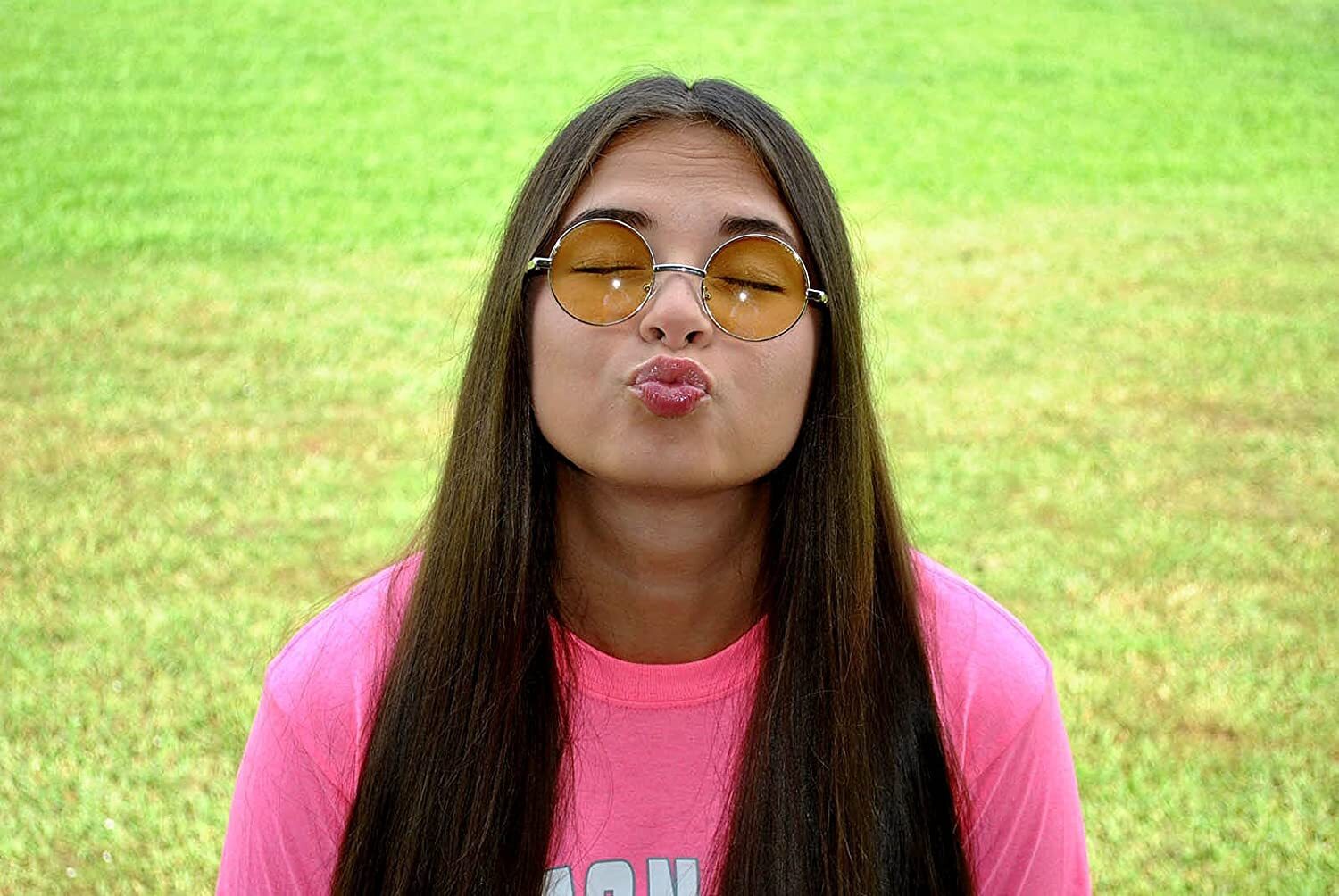 OWL Round Sunglasses 10 Pack Retro Vintage Hippie Style 43mm Yellow Tint Lens