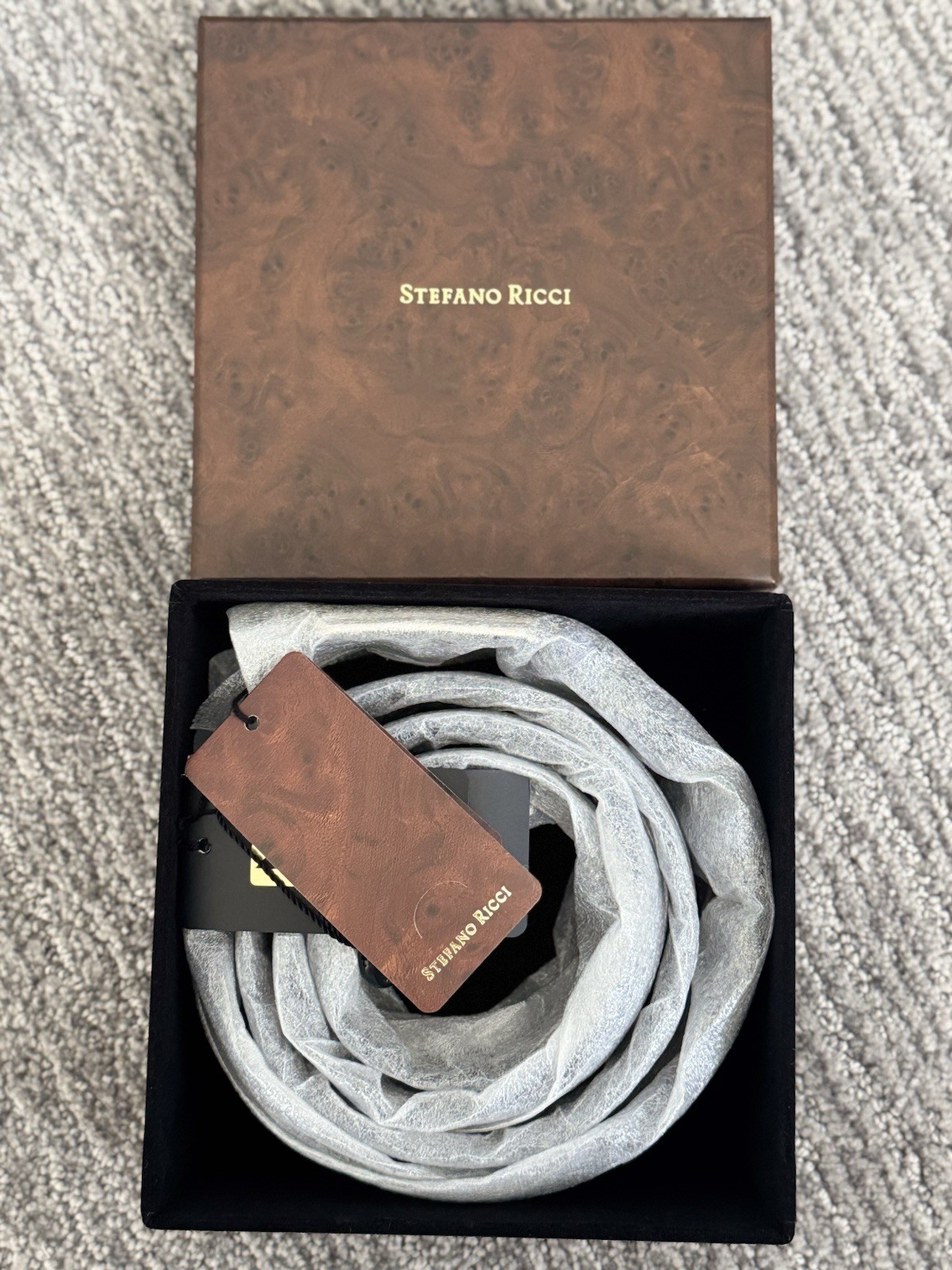 Stefano Ricci Men’s Belt Blue Crocodile Pattern SIZE 115 Buckle Logo