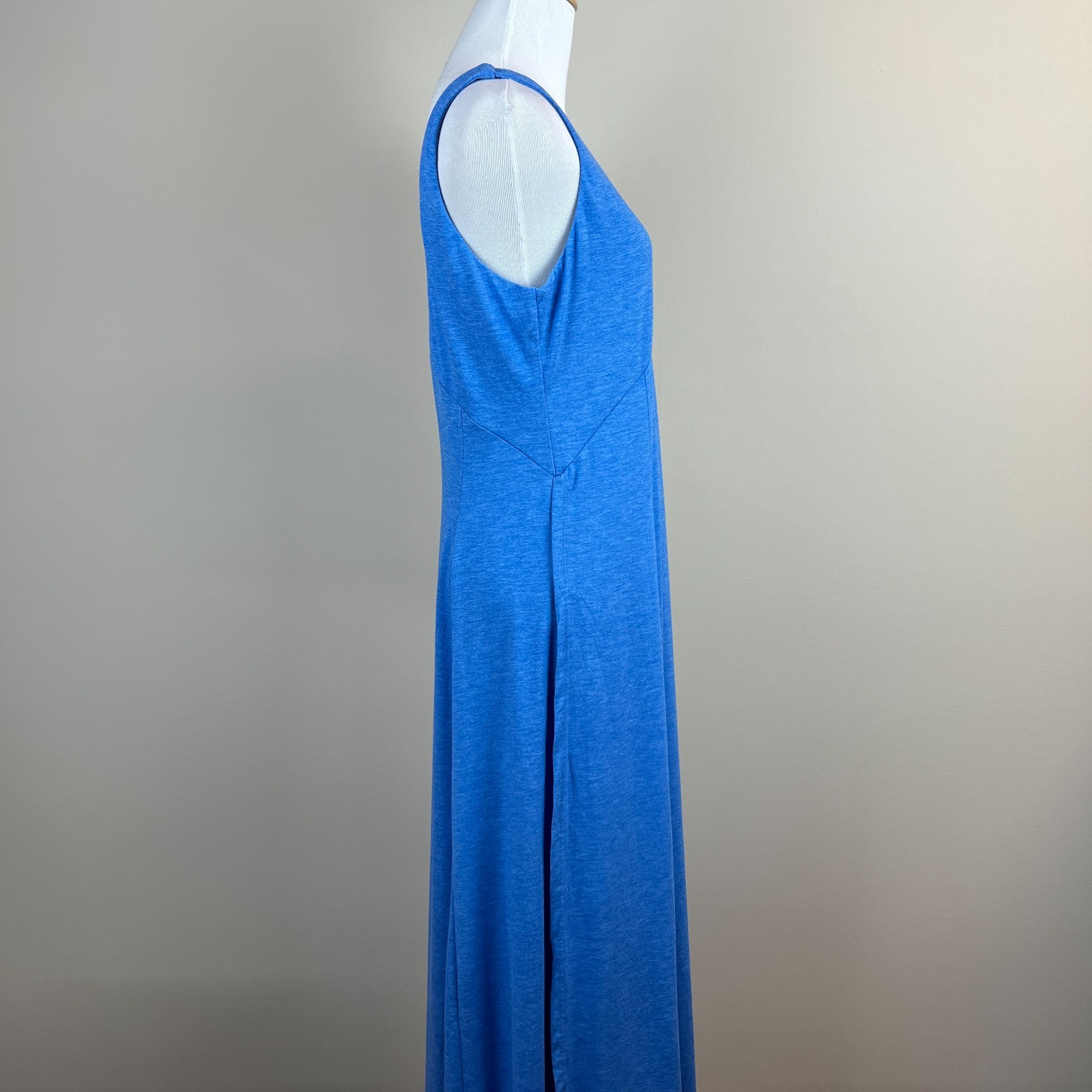Halara Maxi Tank Dress Womens Medium Blue U Neck Split Slit Flowy Casual Summer
