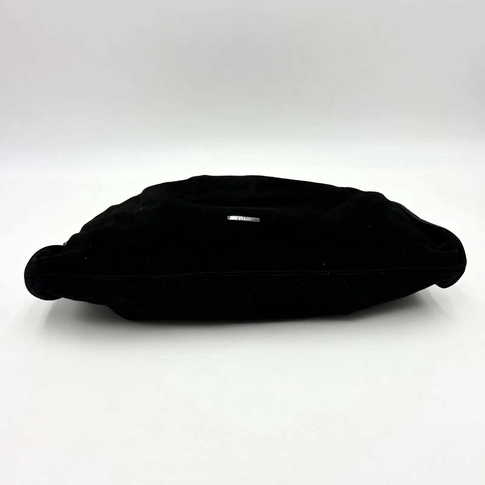 Auth Gucci Tom Ford Era Suede Handbag Black SV Plate 001 4335 2Y6585