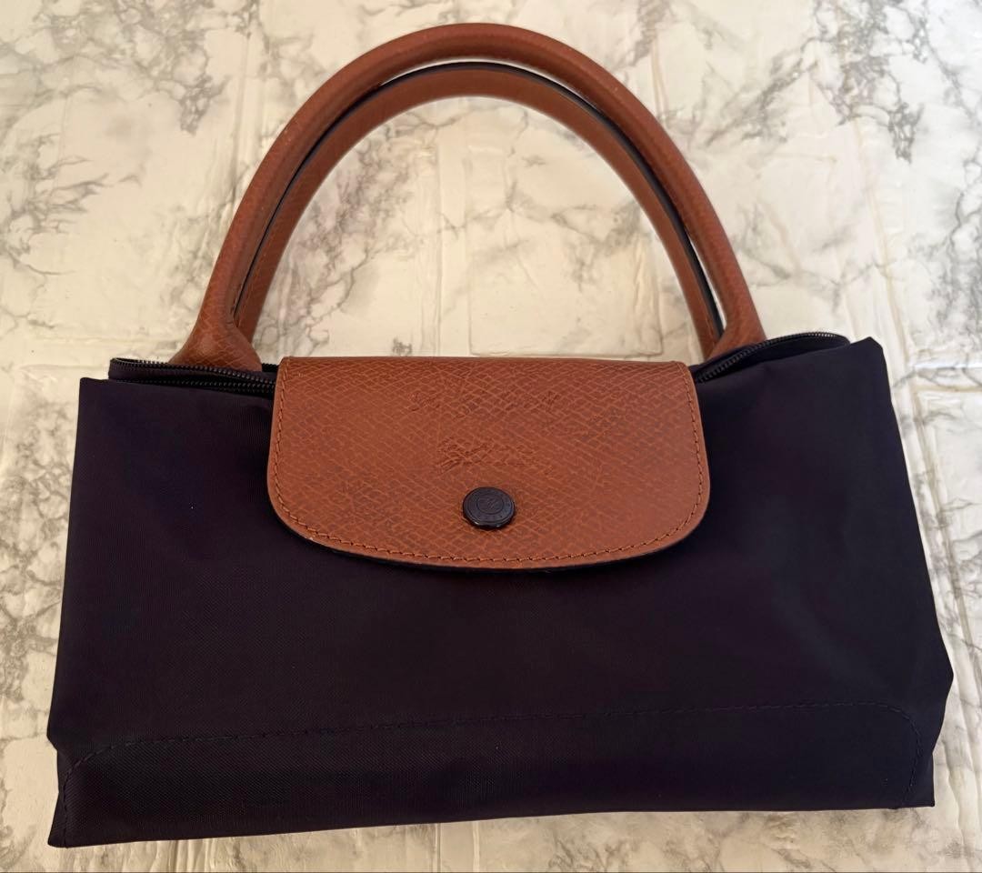 Longchamp Pliage Tote Bag Purple & Dust Pink 17.3×11.4×7.9in Used
