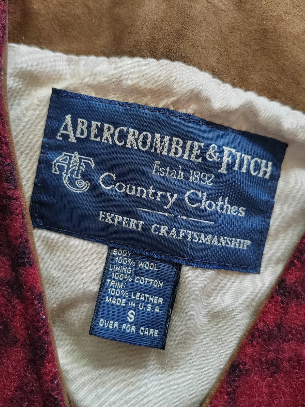 Abercrombie & Fitch Men’s Vintage 80s Buffalo Plaid Hunting Vest Jacket Size S