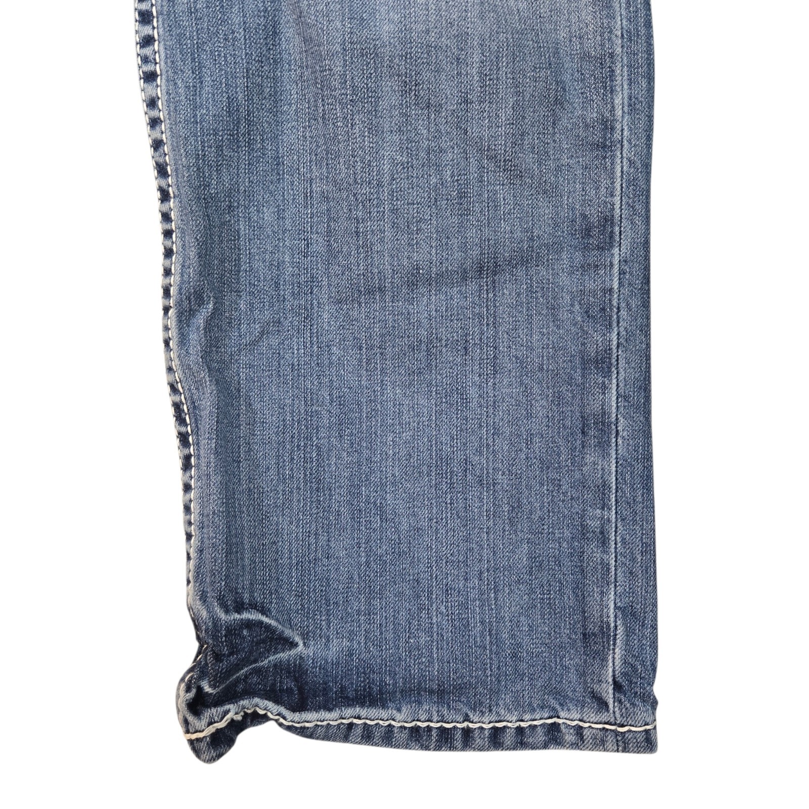 BKE Denim Ryan Straight Leg Mens Jeans Medium Wash Thick Stitch Size 32S 32×30