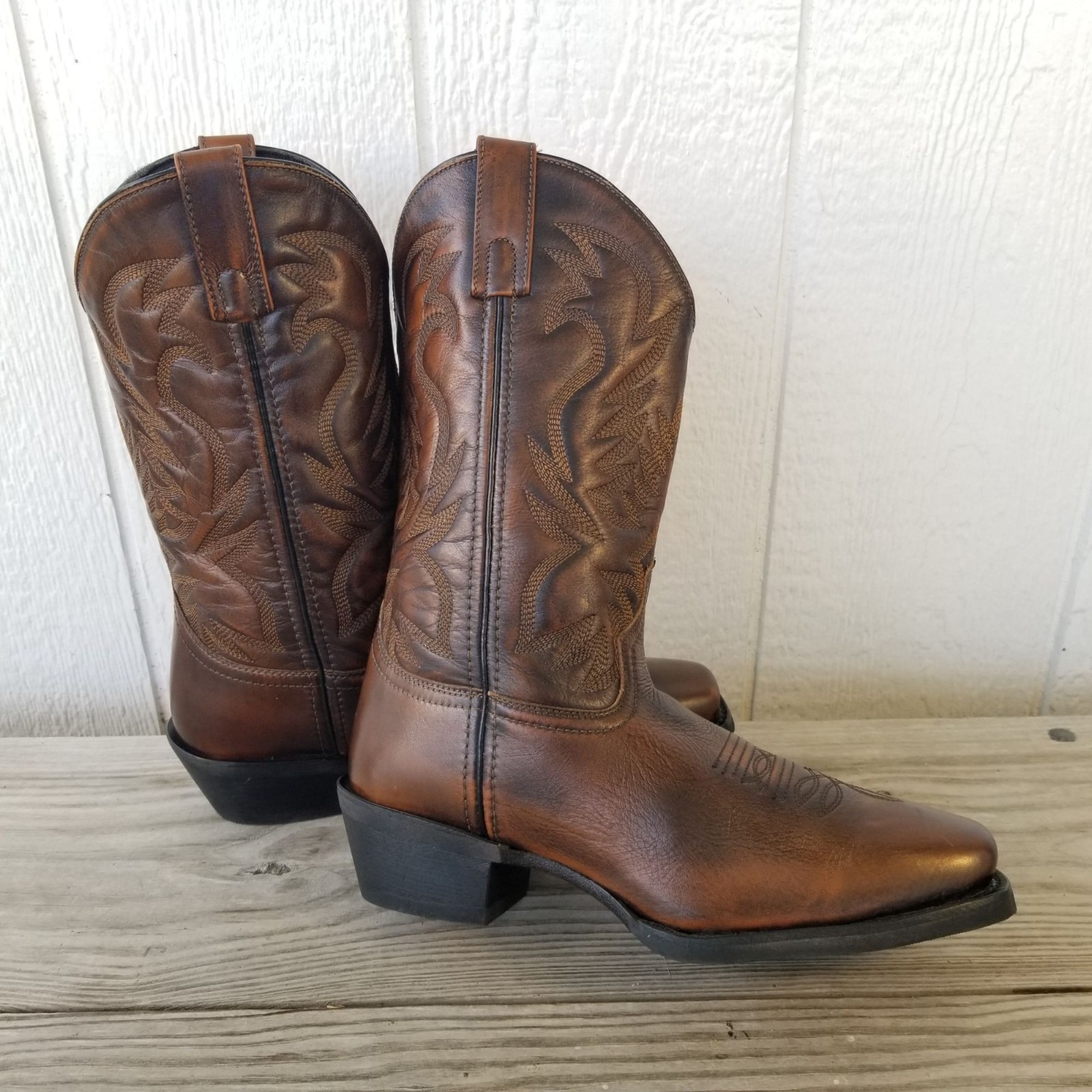 Laredo Lawton Mens Mahogany Brown Leather Western Performance Boots 9 D 68444
