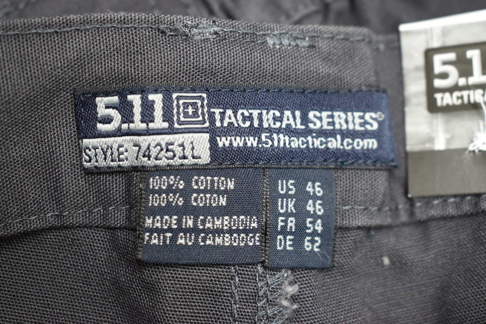 5.11 Mens Tactical BDU Utility Cargo Pants 74251 Charcoal Gray Size 46 Unhemmed