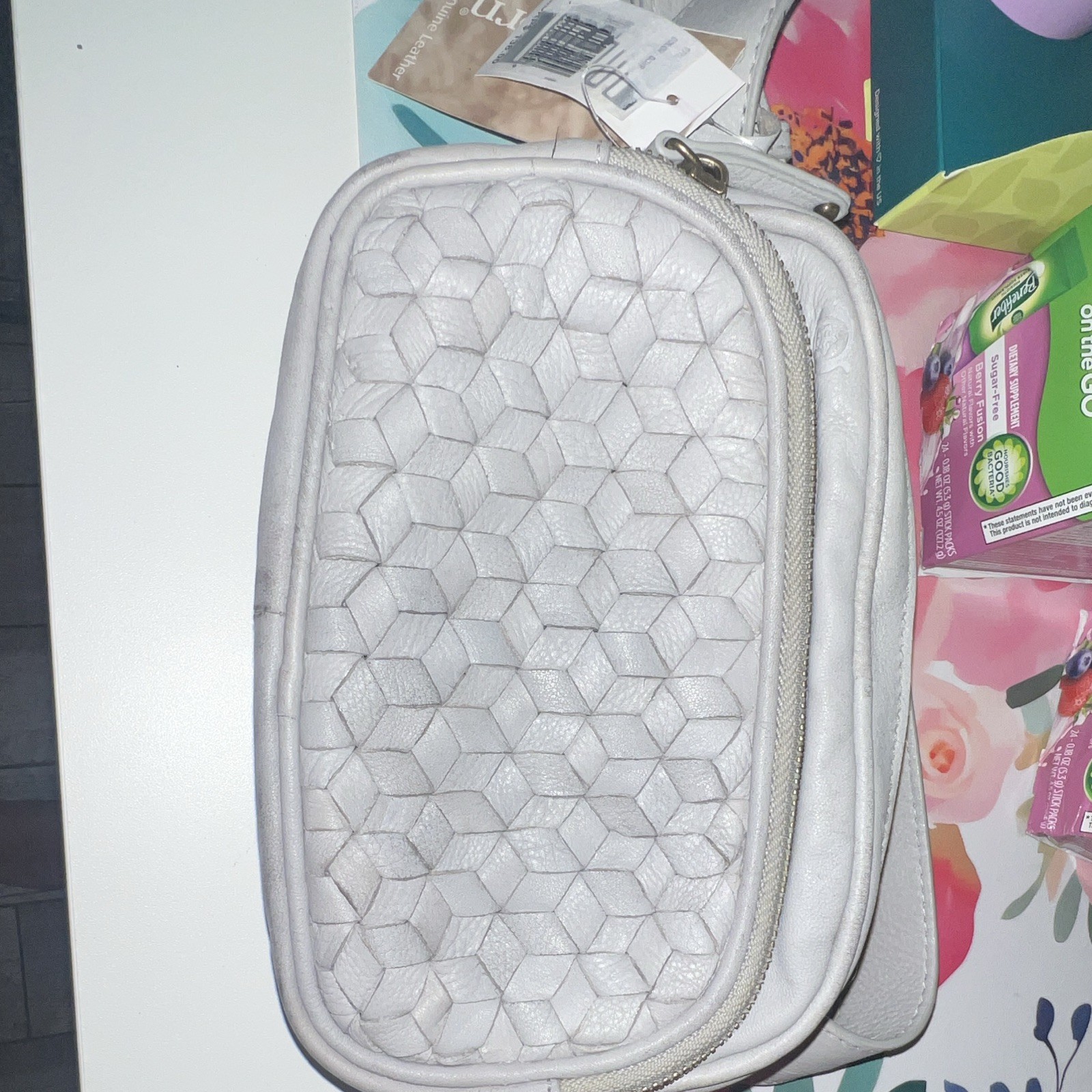 Born Grey Leather Crossbody Shoulder Bag 100% Genuine