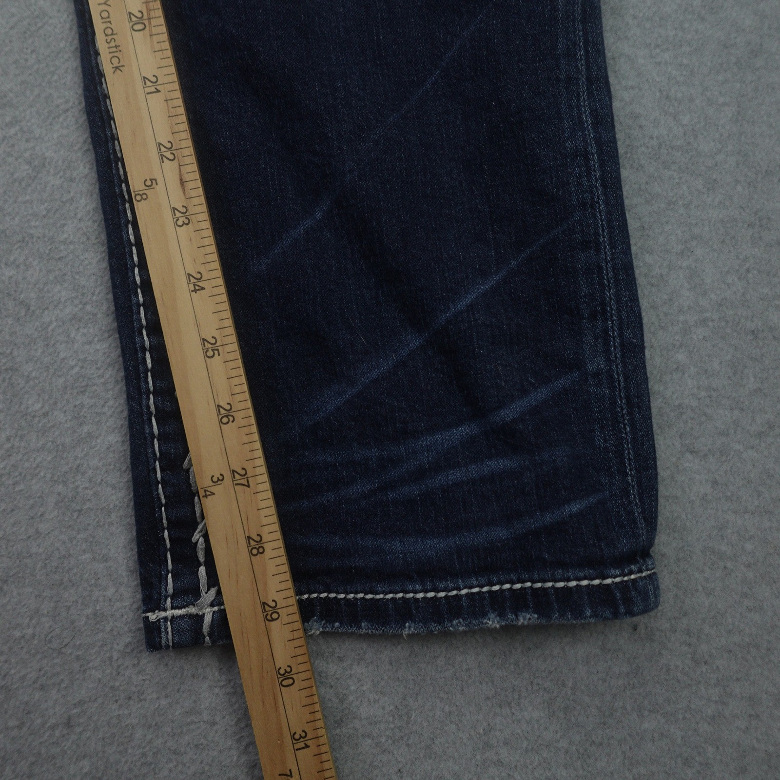 Rock Revival Jeans Mens 36 Blue Distressed Stitch Jaser Straight Denim